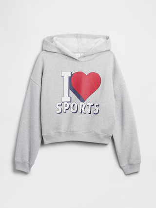 Relaxed Cropped Wedge Graphic Hoodie | Gap Factory