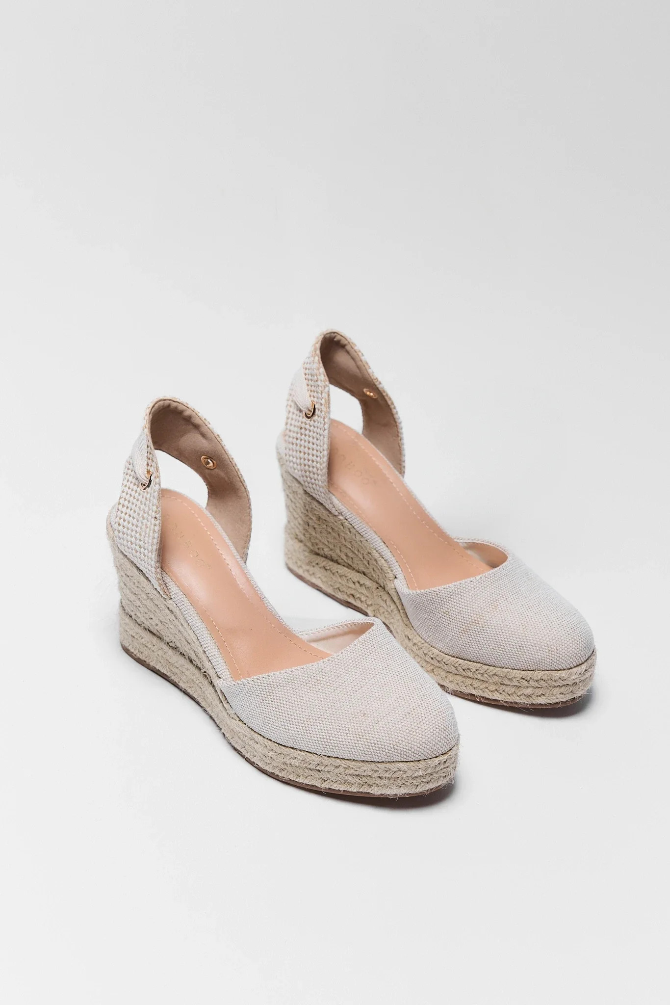 Beige Espadrille Wrap Wedges | Avara