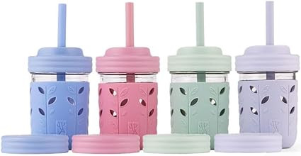 Amazon.com: Elk and Friends Kids + Toddler Glass Cups | The Original 8oz Glass Mason Jar with Sle... | Amazon (US)