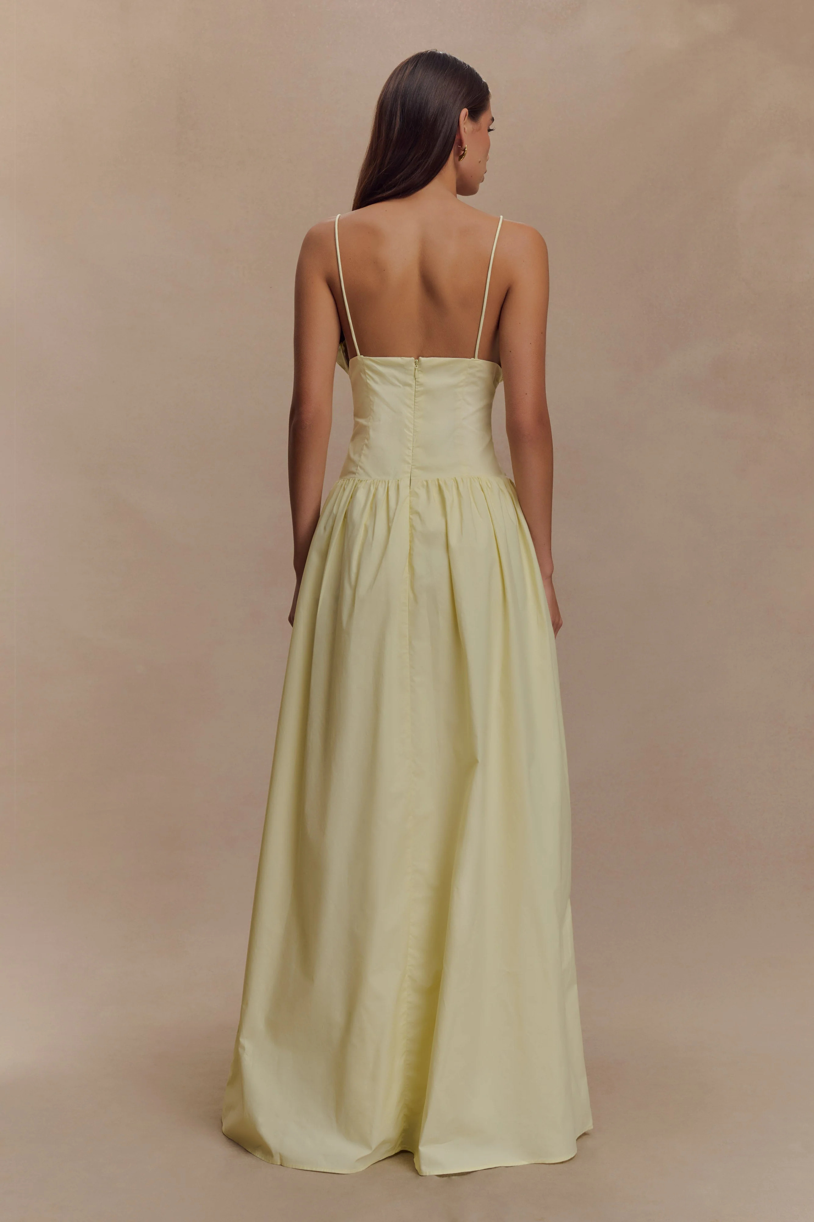 Janis Cotton Frill Maxi Dress - Lemon | MESHKI US