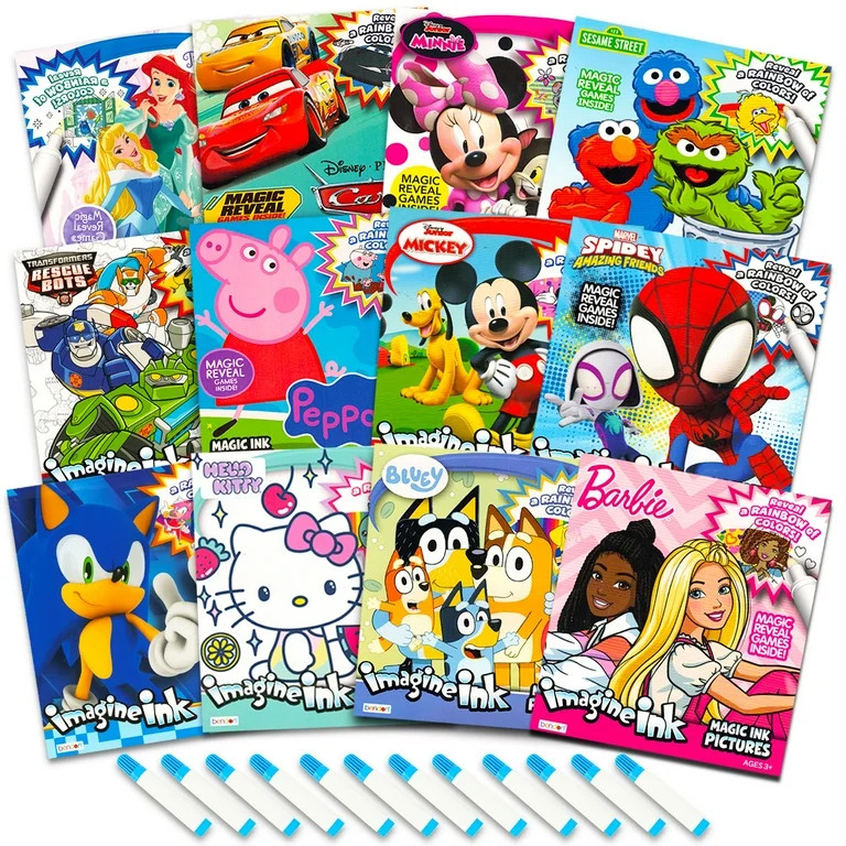 12 Mess Free Coloring Books with Mini No Mess Markers - Imagine Ink Coloring Activity Bundle for ... | Walmart (US)