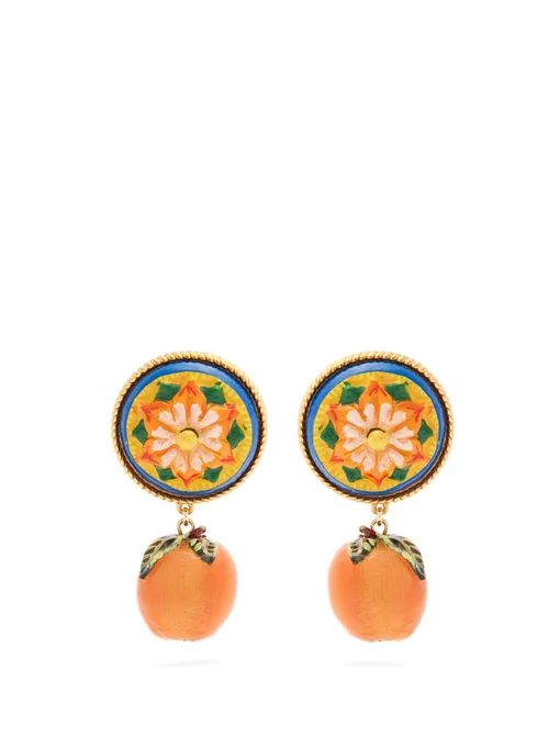 Floral and orange drop clip-on earrings | Dolce & Gabbana | Matches (UK)