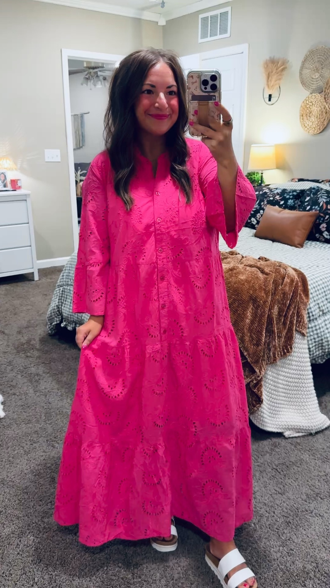 This bright pink maxi dress from Amazon is such a fun statement piece! 💕 The eyelet detail and flowy fit make it perfect for the classroom, church, or any special occasion! 🌸


sandals: fit true to size // wearing a 5
dress: fits true to size // wearing a large 

 #LTKootd #LTKMidsize #LTKWorkwear
