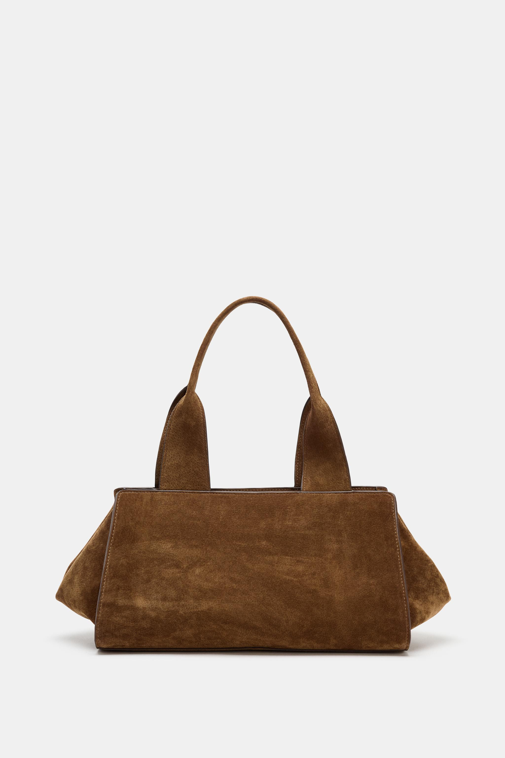 LEATHER SPLIT SUEDE DOUBLE HANDLE BAG | Zara UK