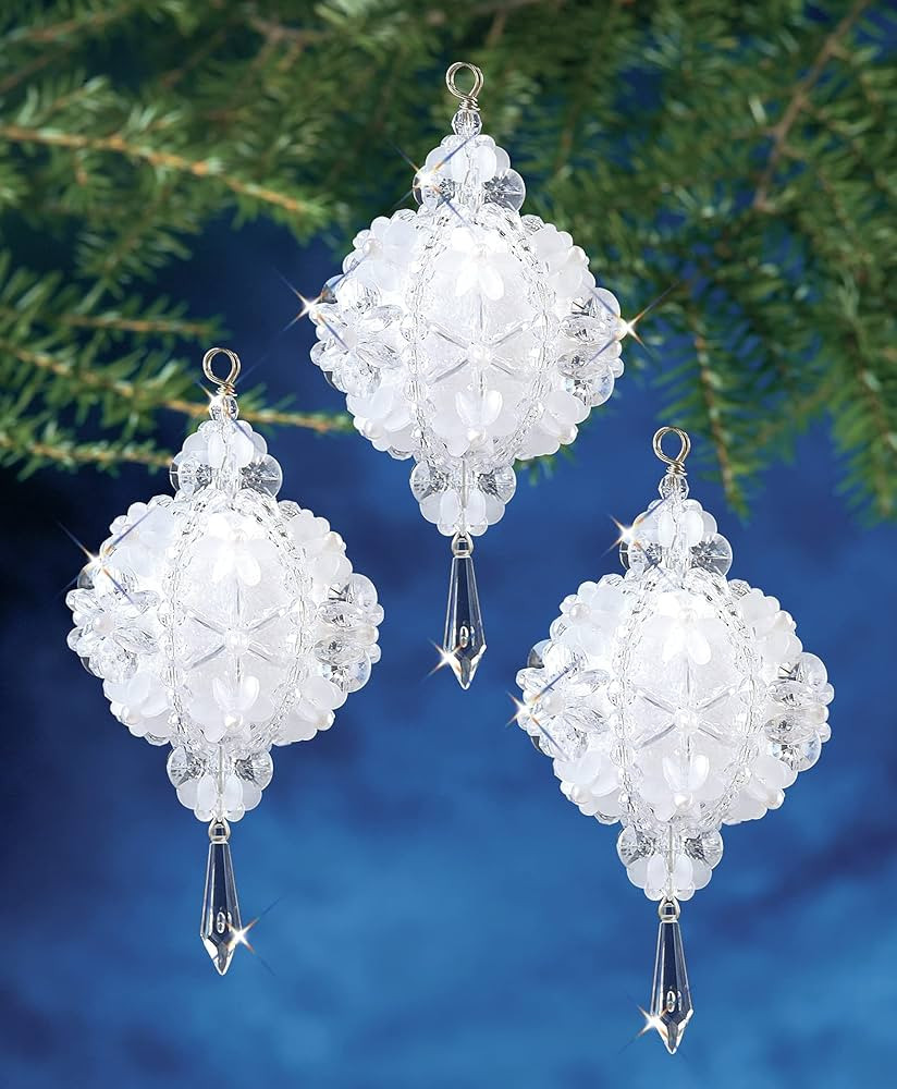 The Beadery Christmas Ball Ornament Bead Kit, White | Amazon (US)