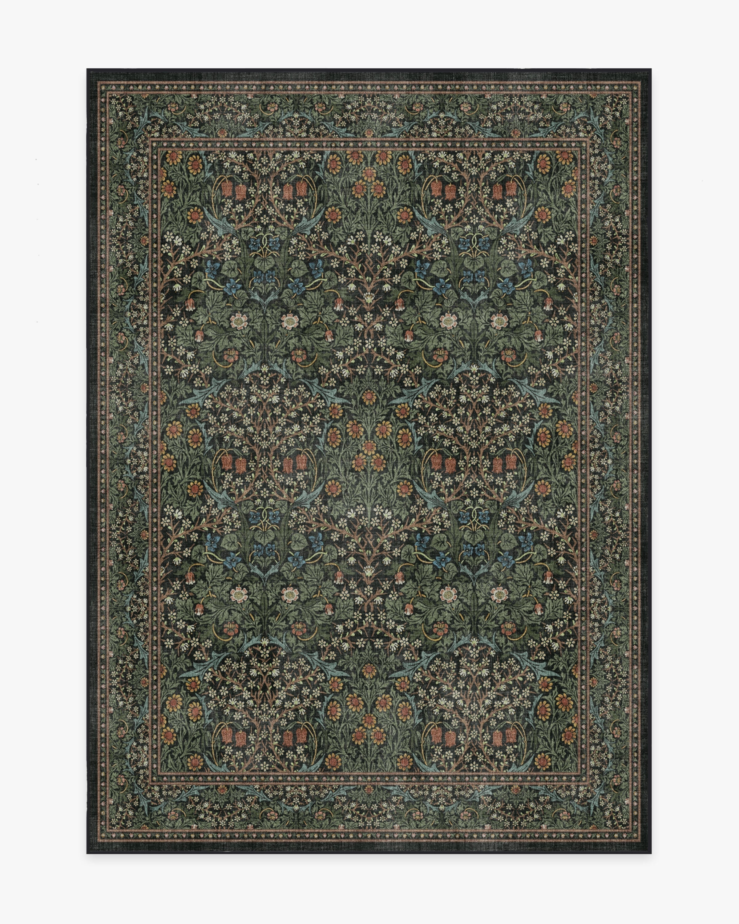 Morris & Co. Blackthorn Forest Green Rug | Ruggable