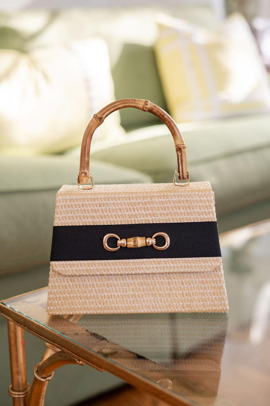 Straw Lulu with Bamboo Handle - Ribbon Band with Bamboo Toggle | Lisi Lerch Inc