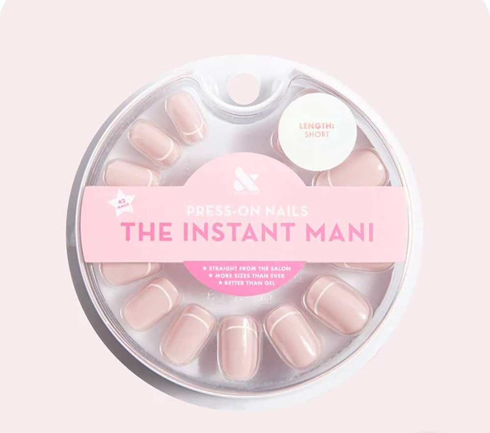 Olive & June Instant Mani Press On Nails (Glue) | Short | Squoval 42 Fake Nails, 21 Sizes Non-Tox... | Amazon (US)