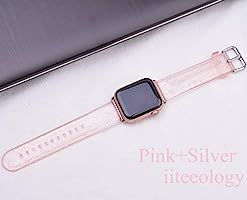 iiteeology Compatible with Apple Watch Band 42mm 44mm, Women Glitter Soft TPU Sports iWatch Band ... | Amazon (US)