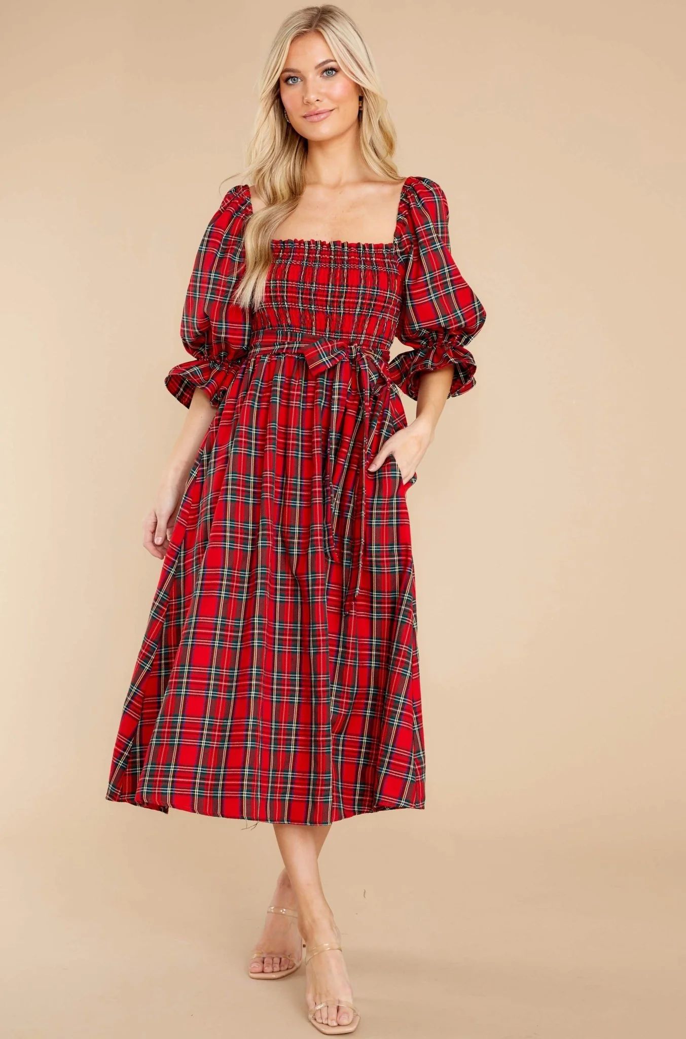 Everyday Cheer Red Plaid Maxi Dress | Red Dress 