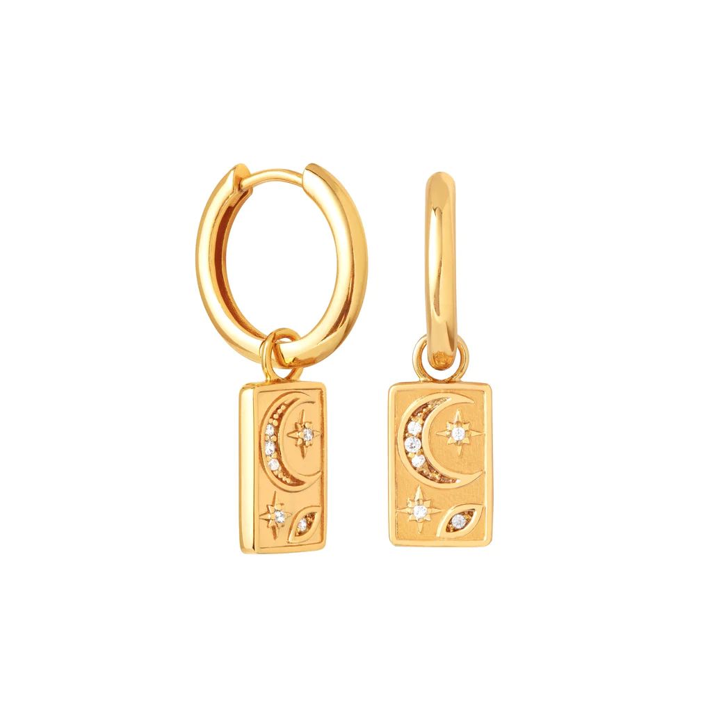 Celestial Charm Hoops in Gold | Astrid and Miyu