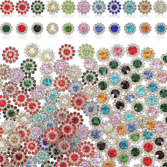 200 Pieces Flatback Rhinestones 12 mm 14 mm Flower Shape Claw Cup Sew on Rhinestone Buttons Cryst... | Amazon (US)