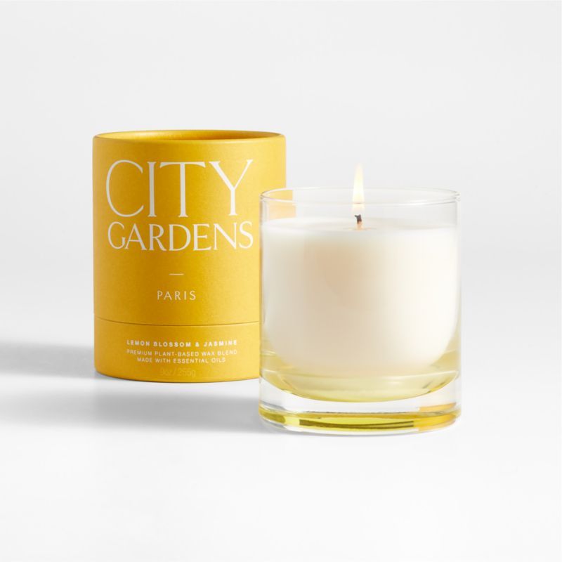 City Gardens Yellow Paris Scented Candle - Lemon Blossom & Jasmine + Reviews | Crate & Barrel | Crate & Barrel