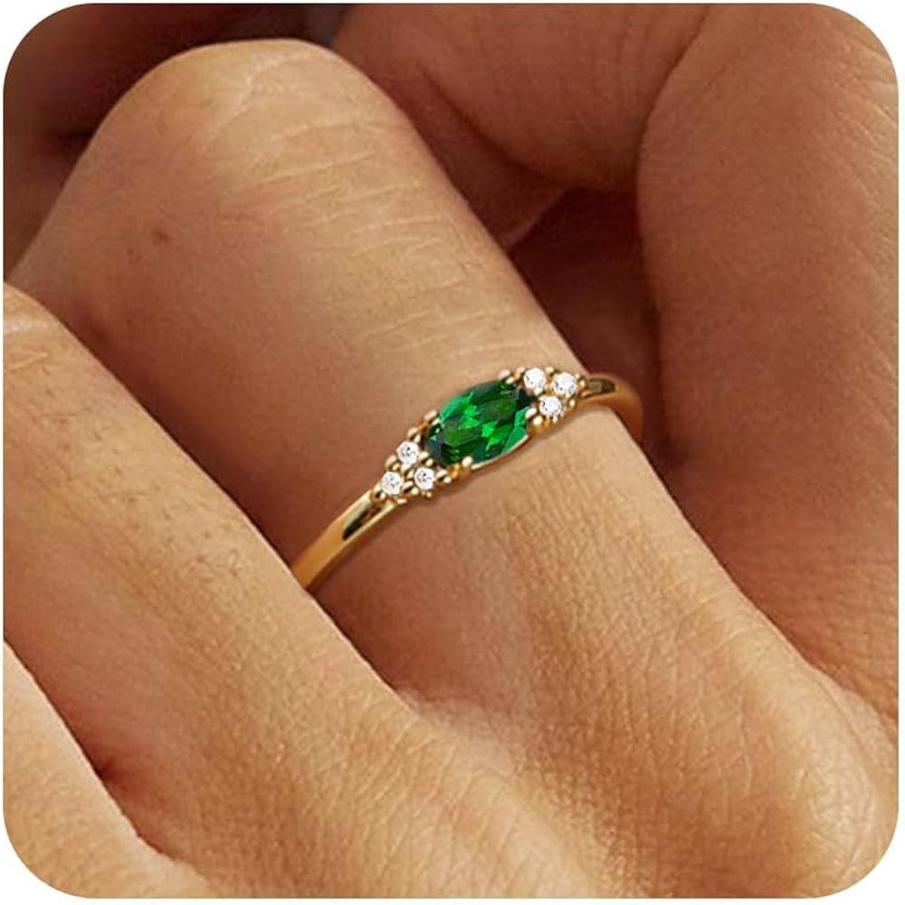 FUNEIA Gold Birthstone Rings for Women Non Tarnish Trendy Stackable Gold Rings that Don't Tarnish... | Amazon (US)