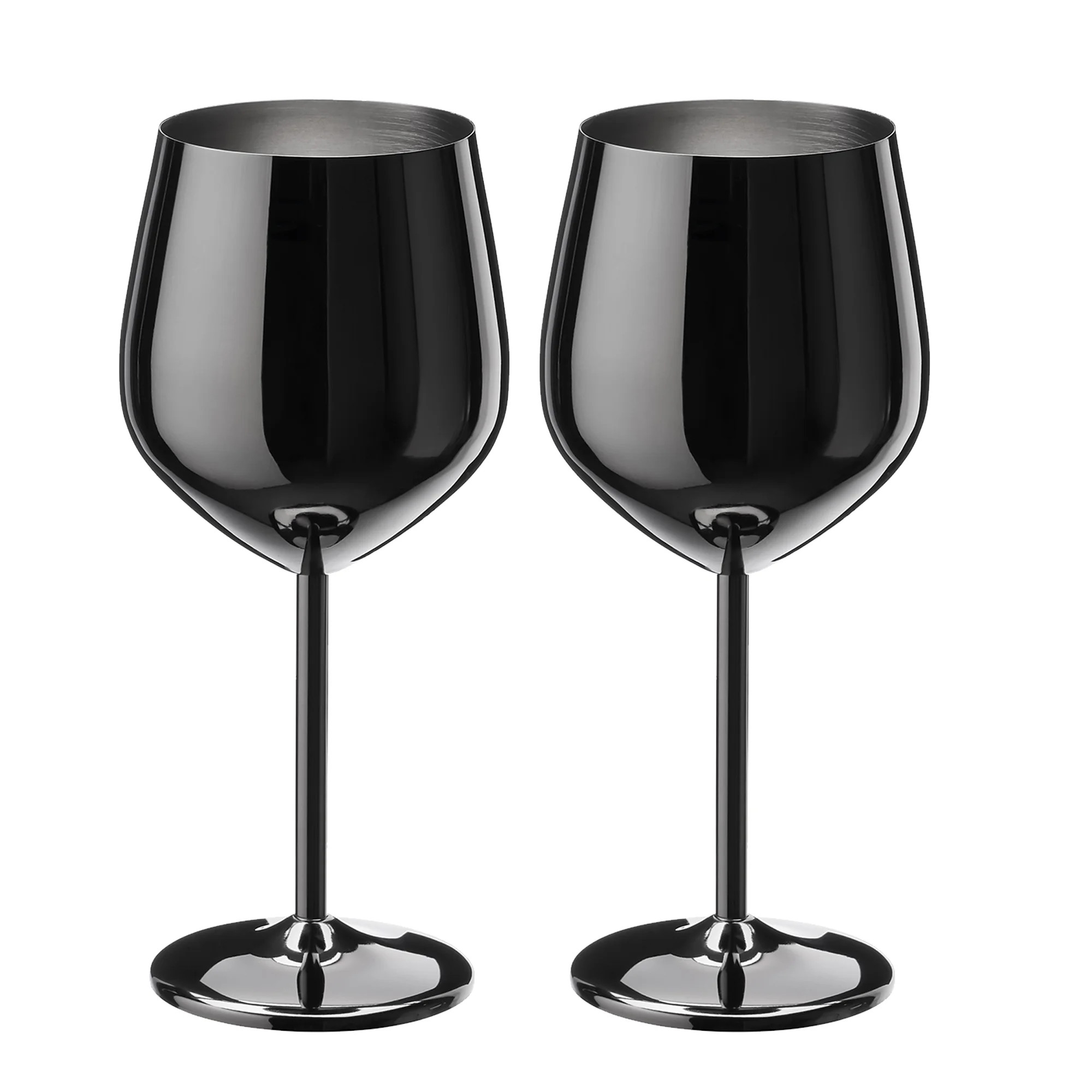 Black 18oz Stainless Steel Wine Glasses Set of 2, 18oz Unbreakable Metal Wine Glass | Walmart (US)