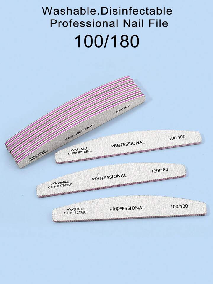 5pcs 100/180 Grit Nail Files Double Sided Emery Board Washable Emery Boards Reusable Nail Buffers... | SHEIN