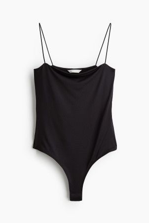 Bodysuit with Extra-narrow Shoulder Straps - Square Neckline - Sleeveless - White - Ladies | H&M ... | H&M (US + CA)