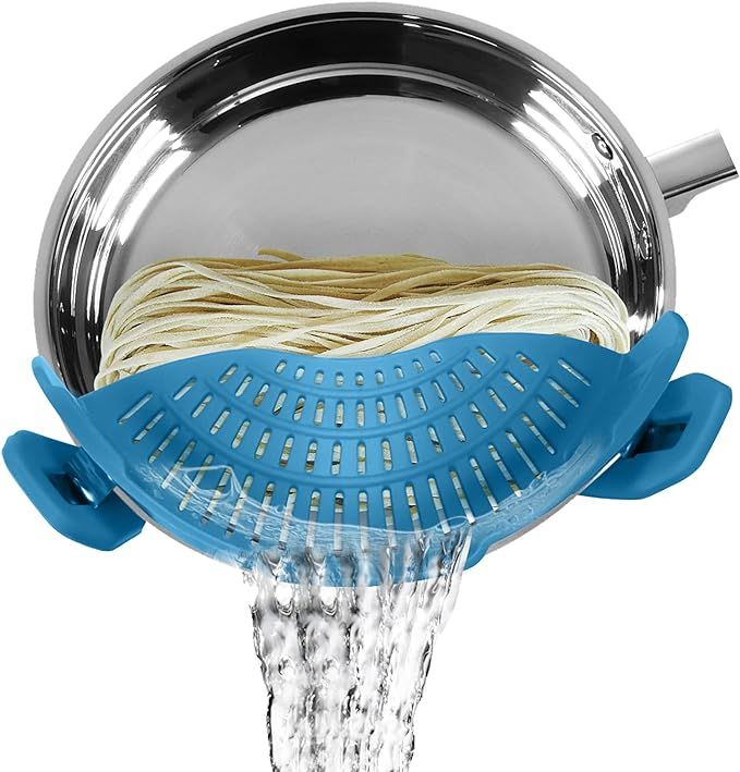 Clip on Strainer for Pots Pans, Pasta Silicone Strainer, Clip-on Food Strainers for Spaghetti, Pa... | Amazon (US)