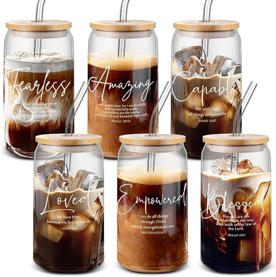 Funnymoom 6 Pcs Christian Glass Cup Gift Bulk for Women, Classic, Clear | Amazon (US)
