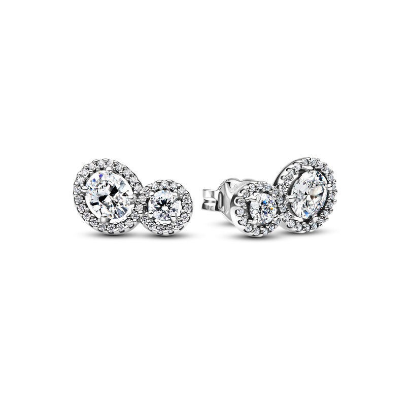 Pandora Embracing Halo Stud Earrings,SS|293774C01|Pandora | Ben Bridge Jeweler