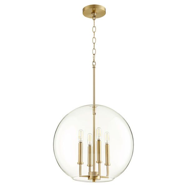 Aged Brass Four-Light Pendant | Bellacor