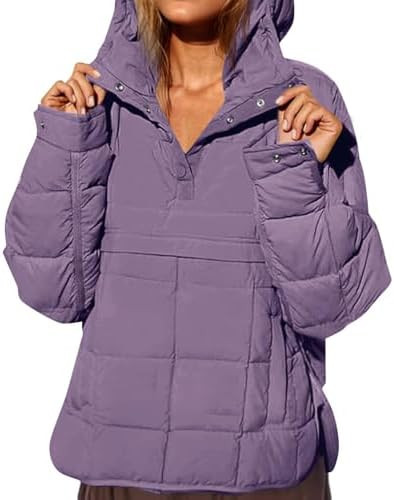 Fazortev Womens Oversized Puffer Jacket Quilted Dolman Hoodies Pullover Long Sleeve Lightweight W... | Amazon (US)