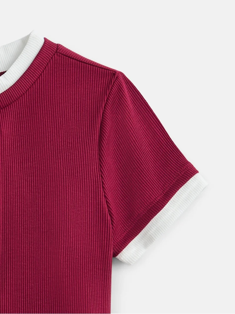 Weekend Academy Girls Layered Tee with Short Sleeves, Sizes 4-18 | Walmart (US)
