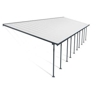 Feria 13 ft. x 48 ft. Gray/Clear Aluminum Patio Cover and Wall Mounted Shade Structure | The Home Depot