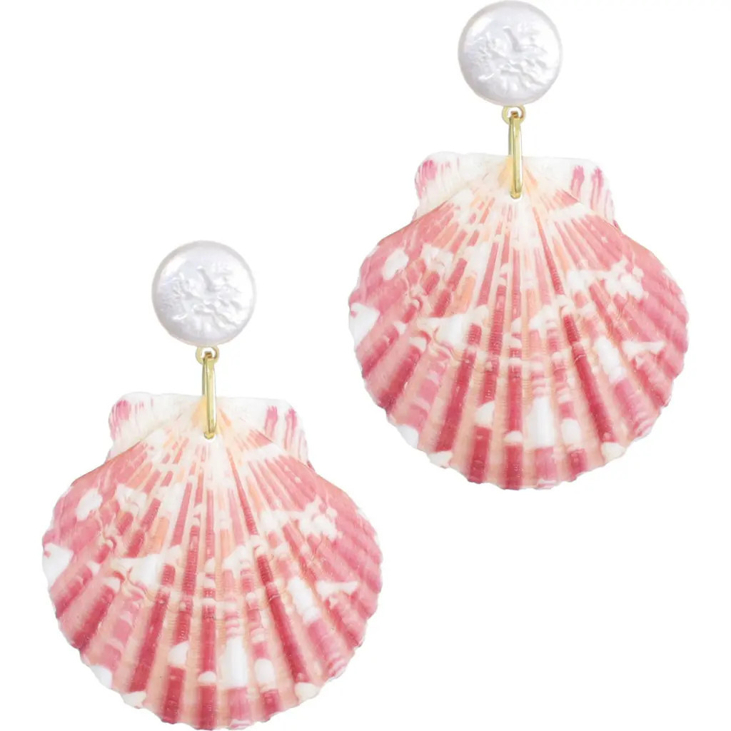 Adornia Faux Pearl Shell Drop Earrings in Pink at Nordstrom Rack | Nordstrom Rack