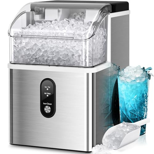 Kismile Portable Nugget Ice Maker Countertop, 33Lbs/Day Pebble Ice Machine with Self-Cleaning Function, Chewable Sonic Ice Maker with 1.1L Water Tank for Home Kitchen Office Bar | Amazon (US)