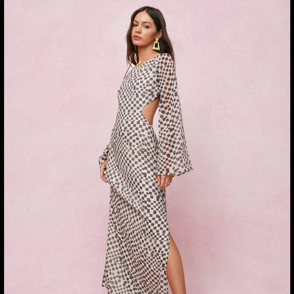 Checkered Cutout Maxi Dress | Poshmark