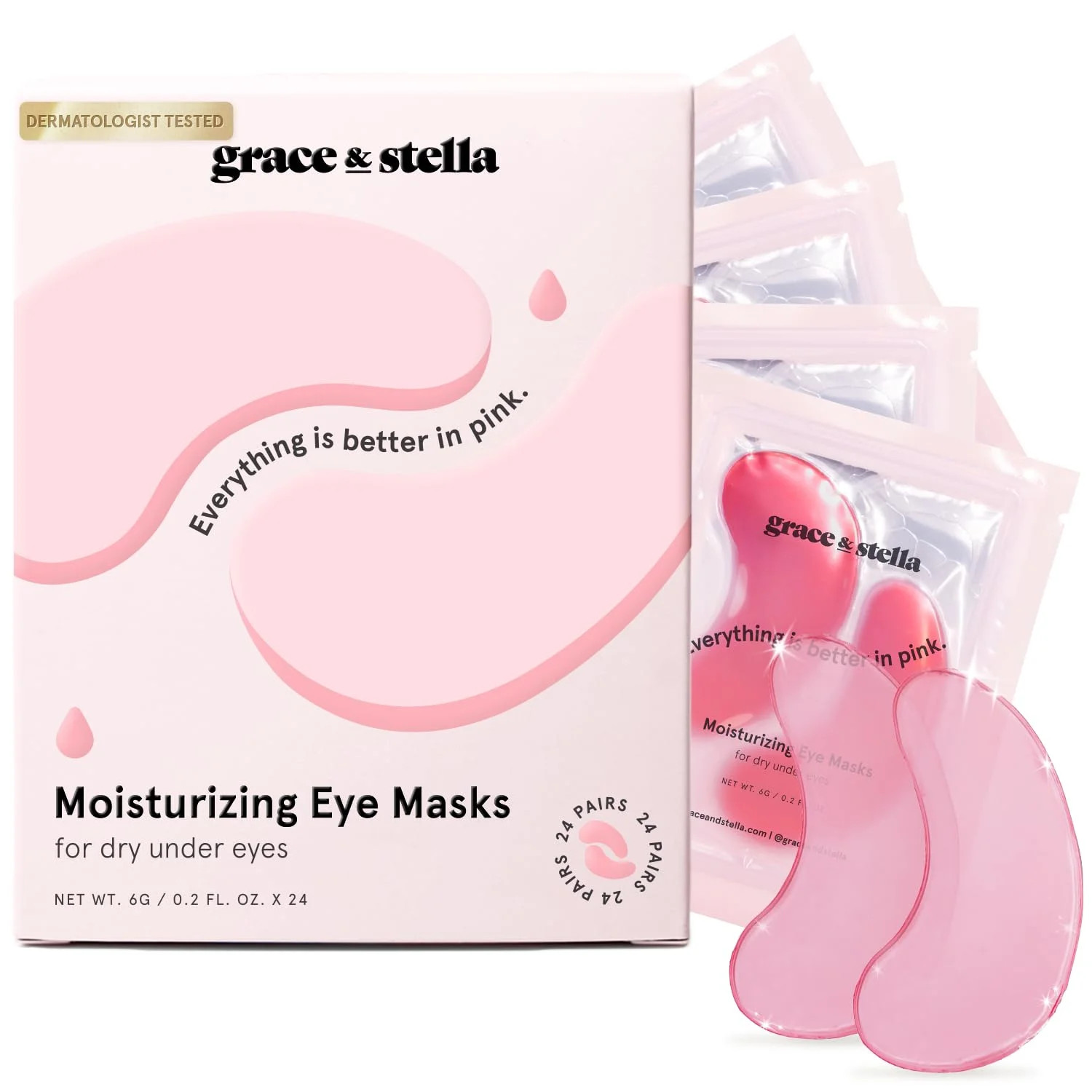 grace & stella Award Winning Under Eye Mask (Pink, 24 Pairs) Reduce Dark Circles, Puffy Eyes, Und... | Walmart (US)