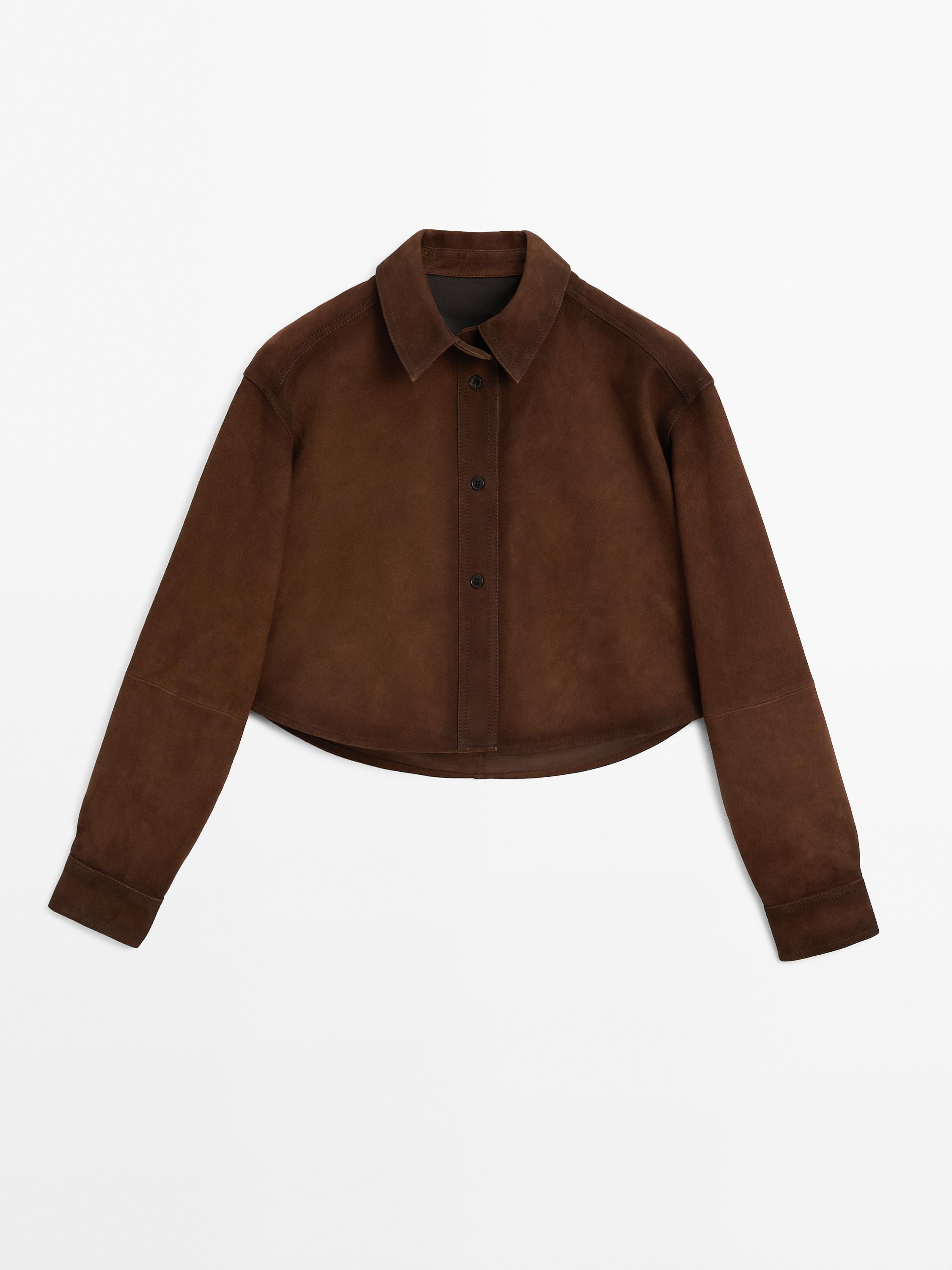 Cropped suede leather shirt | Massimo Dutti US