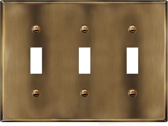 ENERLITES Triple Toggle Light Switch Metal Cover Plate, Stainless Steel Wall Plate, Corrosion Res... | Amazon (US)