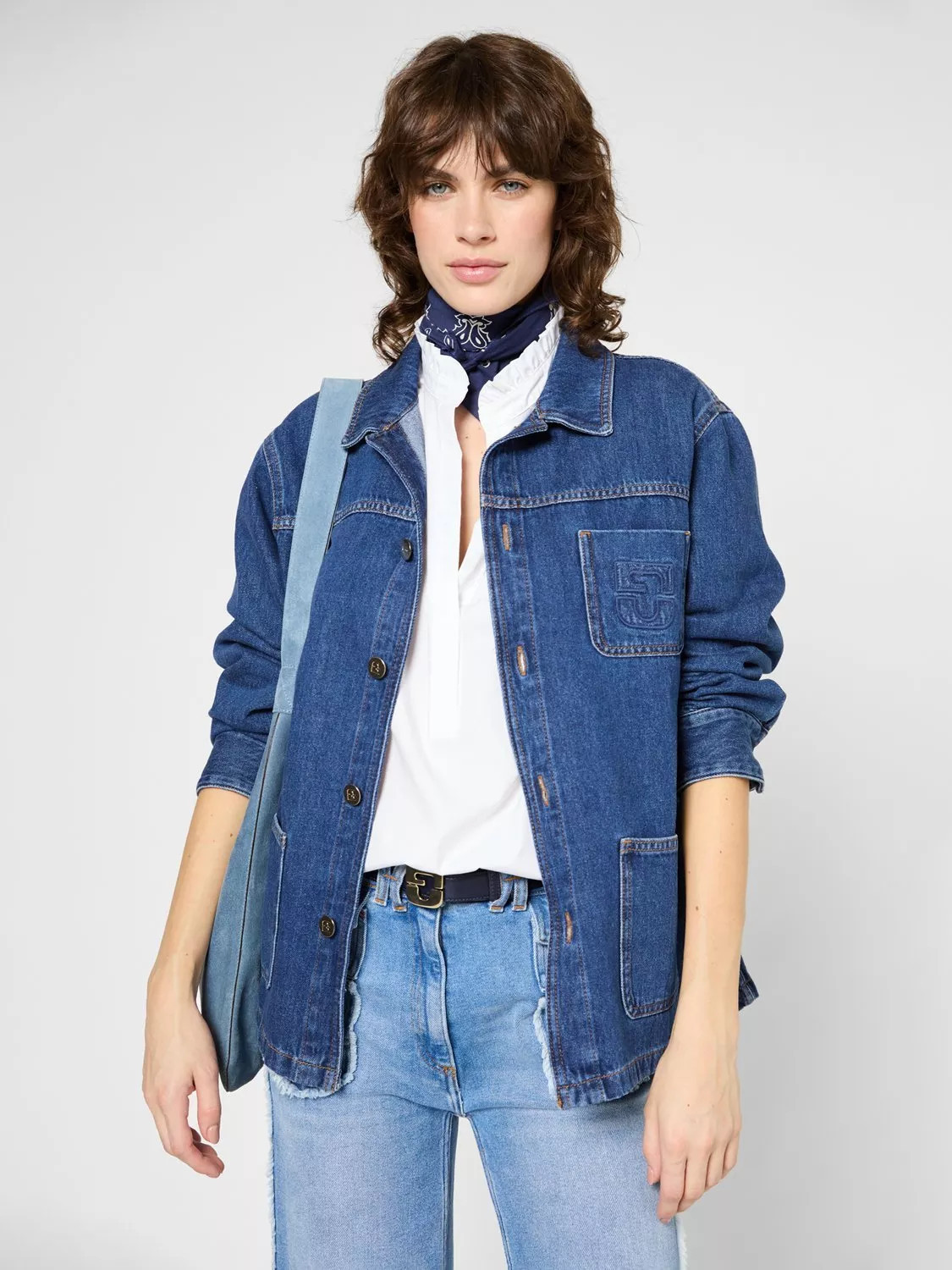 Gerard Darel Ritza Denim Shacket, Blue | John Lewis (UK)