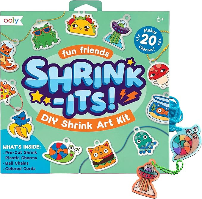 Ooly 28 PC DIY Shrinking Art Kit for Kids, 20 Plastic Pre Cut Charms and More, No Mess Creative A... | Amazon (US)