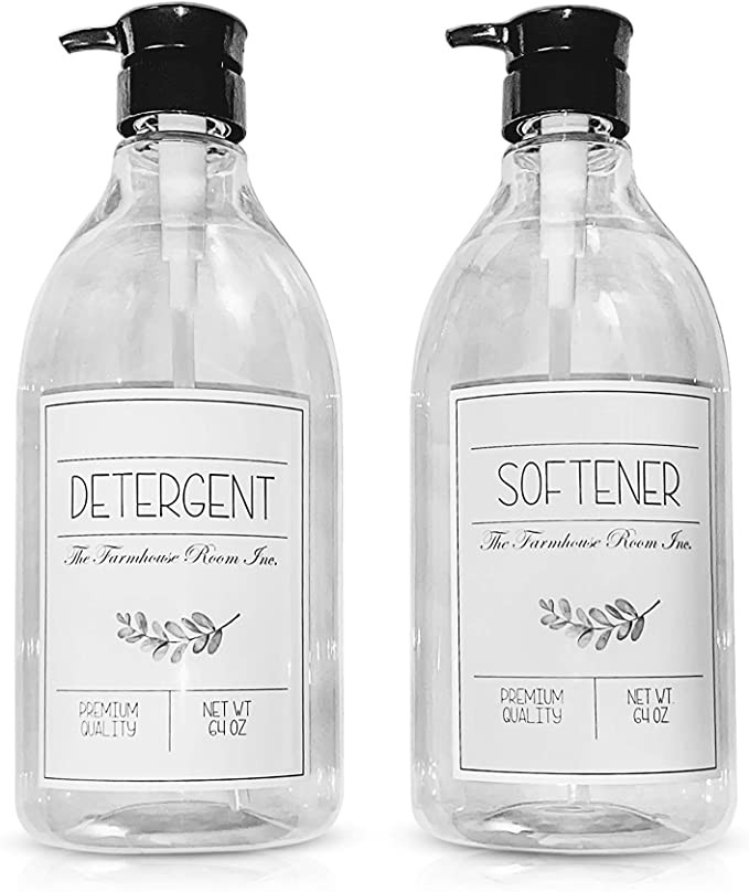 The Farmhouse Room Inc.1/2 Gallon Bottles for Liquid Detergent and Fabric Softener(64oz.) BPA Fre... | Amazon (US)