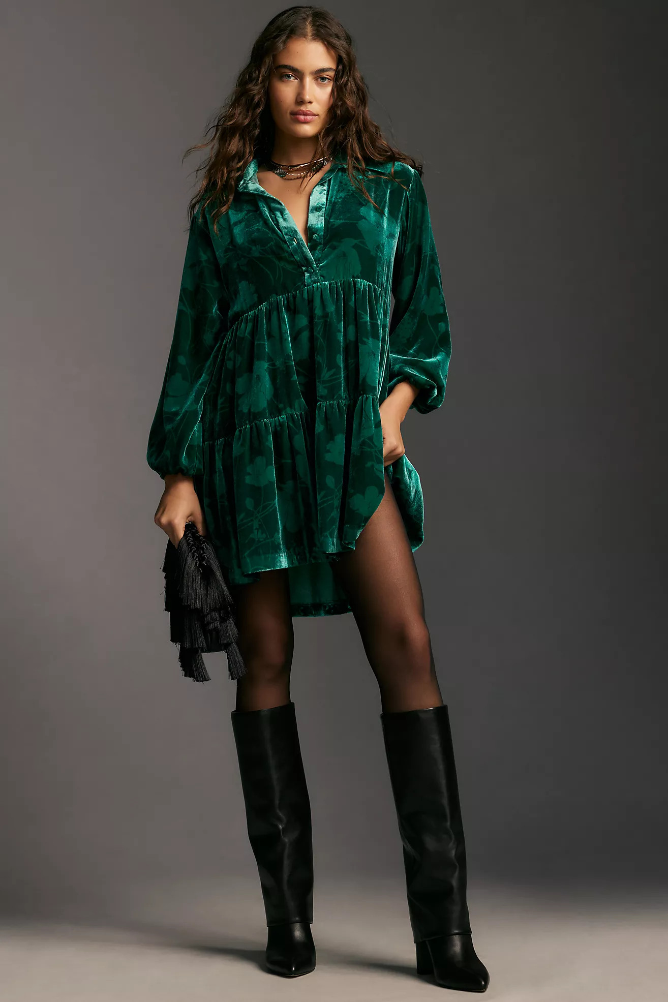 The Bettina Tiered Mini Shirt Dress by Maeve | Anthropologie (US)