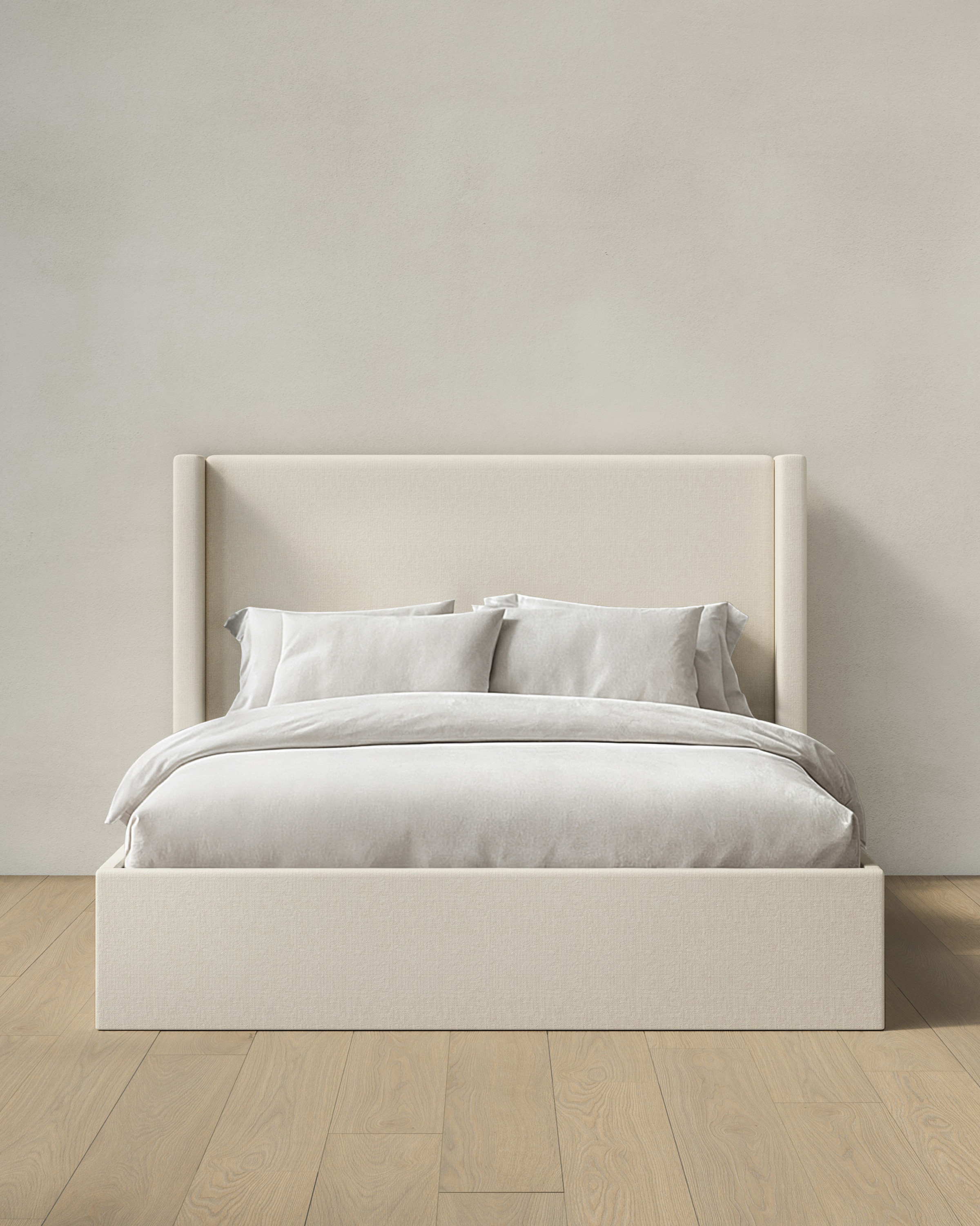 Quince | 100% Linen Wingback Bed in Canvas, Size Queen | Quince