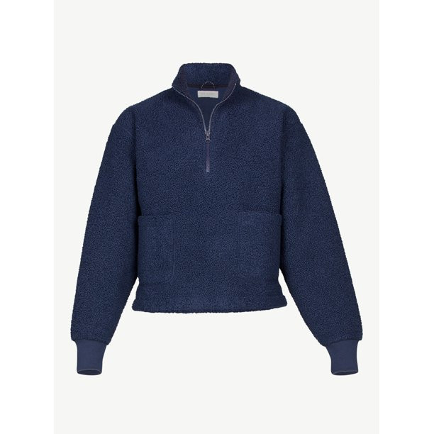 Free Assembly Women's Teddy Fleece Half Zip Sweatshirt - Walmart.com | Walmart (US)