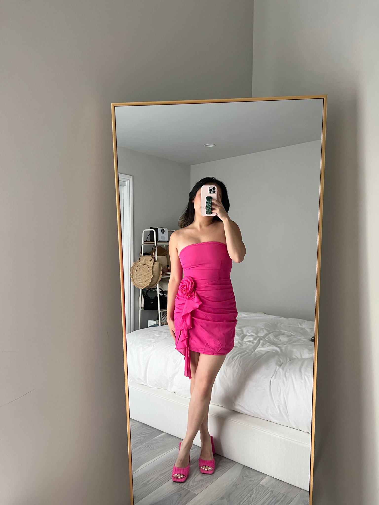vacation dinner fit 💕 love the rosette detail — so flattering wearing a size M

#vacationstyle #pinkdress #barbiecore #vacationoutfit #prettylittlething