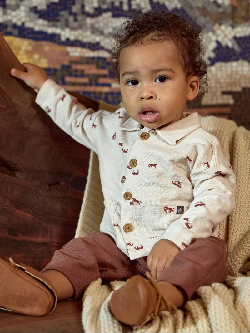 Modern Moments by Gerber Baby Boy Collared Top and Bottom Outfit Set, Sizes 0/3 Months - 24 Month... | Walmart (US)