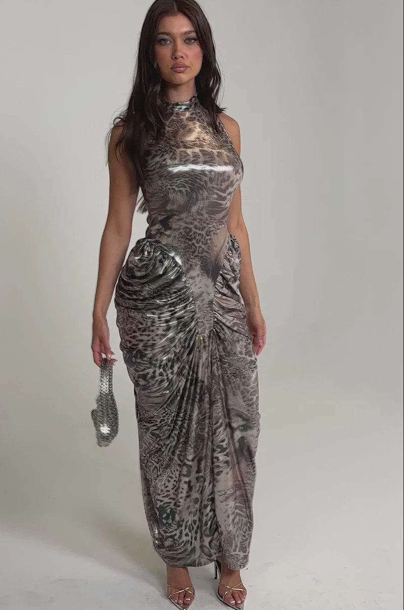 STANDING MY GROUND MOCK NECK MAXI DRESS | AKIRA