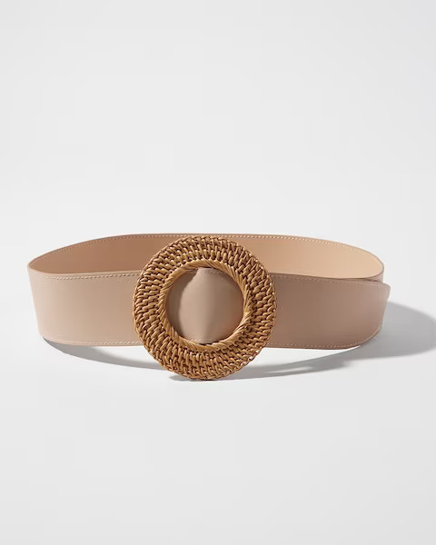 Wide Rattan Buckle Belt | White House Black Market