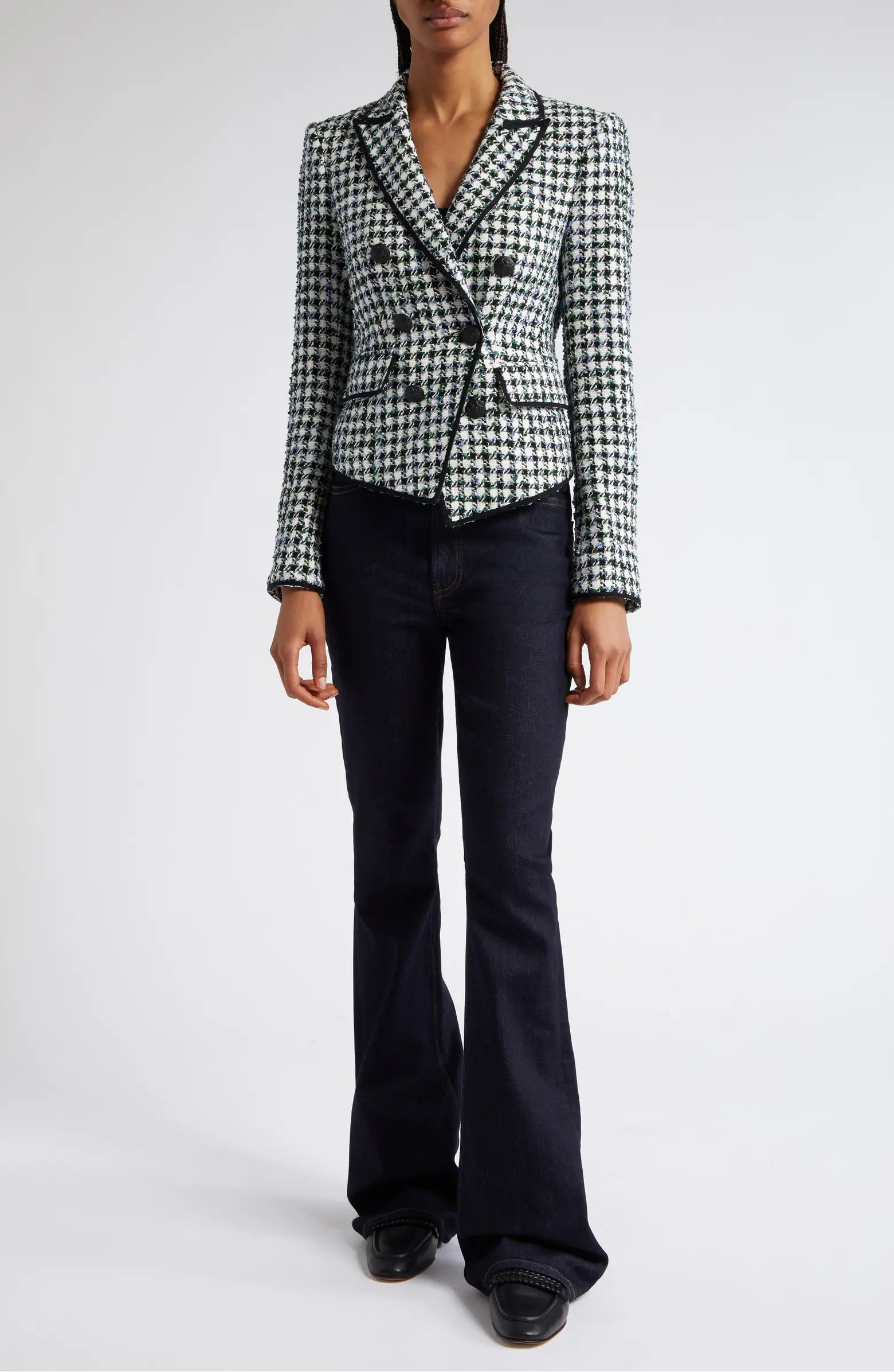Diego Metallic Check Cotton Blend Tweed Dickey Jacket | Nordstrom