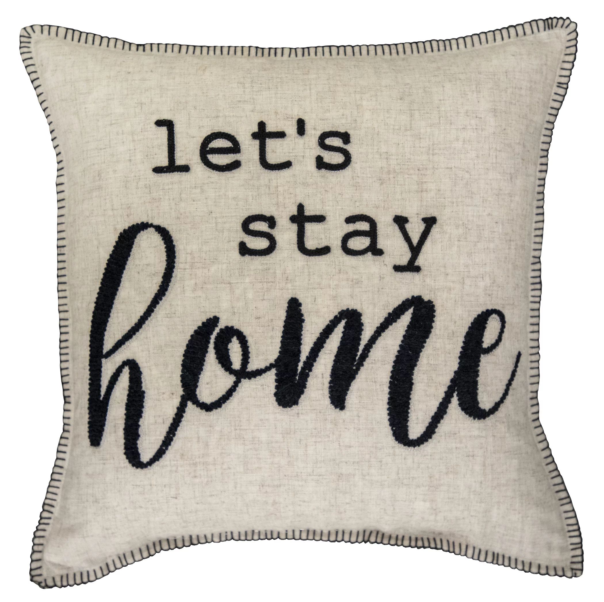 Better Homes & Gardens Let's Stay Home Sentiment Decorative Pillow, 18" x 18", Tan | Walmart (US)