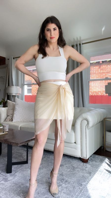 Spring outfit idea, white outfit with diy wrap skirt idea perfect for a summer vacation outfit.
Date night outfit inspo.

#LTKSeasonal #LTKunder50 #LTKstyletip