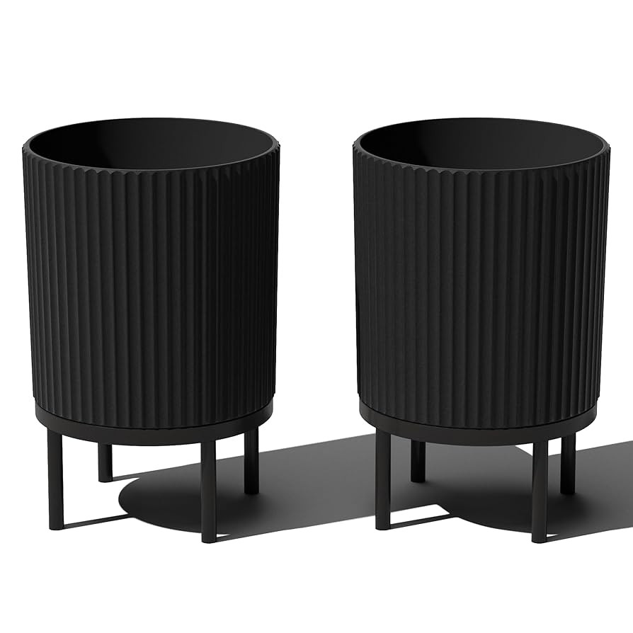 Veradek Demi Series Round Planter w/Stand for Porch/Patio | Durable Plastic-Stone Composite & Woo... | Amazon (US)