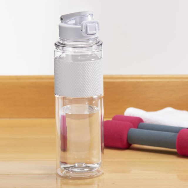 Mainstays 32 fl oz Arctic White Solid Print Plastic Water Bottle with 2 Interchangeable Lids | Walmart (US)
