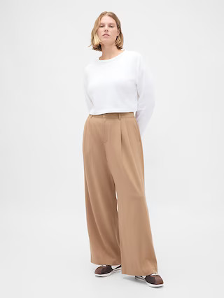 365 High Rise Brushed Twill Pleated Trousers | Gap (US)